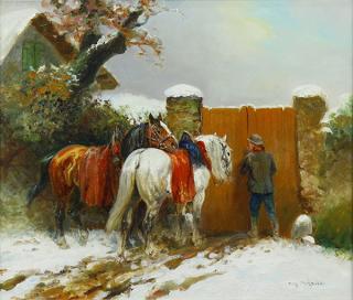 Appraisal: Painting Eugene Pachaubes Eugene Pachaubes French - Horses oil on