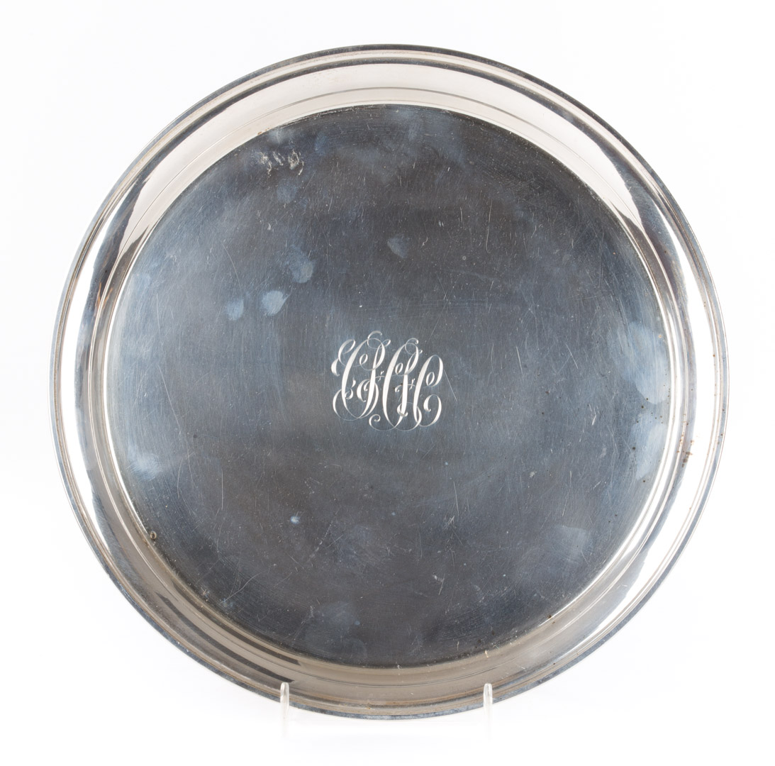 Appraisal: American sterling silver round serving tray in Diam ozt Condition