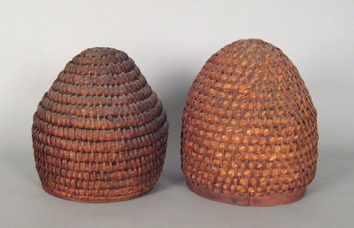 Appraisal: Two rye straw bee skeps th c with bentwood rim