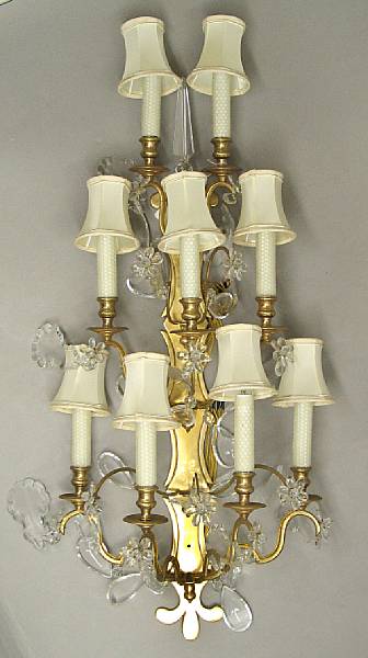 Appraisal: A set of four Neoclassical style gilt bronze and glass