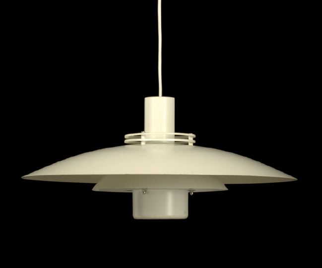 Appraisal: Danish Modern Matte-White Metal Pendant Ceiling Lamp ca of circular