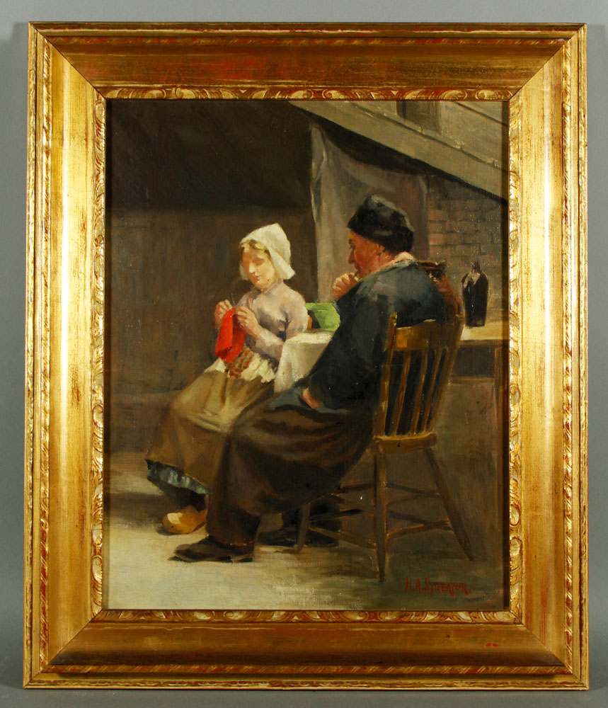 Appraisal: - Dutch Couple O C Painting of a Dutch couple