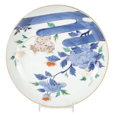 Appraisal: Japanese Blue and White Enameled Charger Estimate -