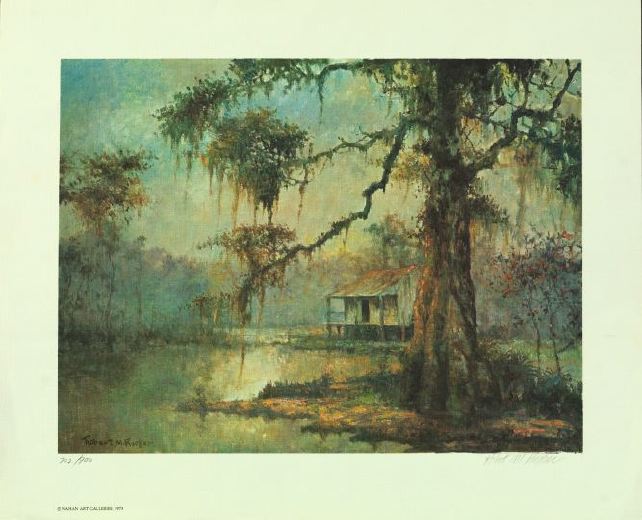 Appraisal: Robert Rucker American Louisiana - Bayou Cabin limited edition offset