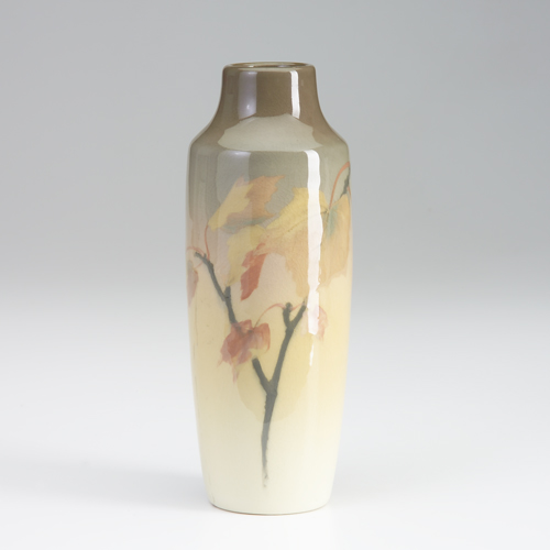 Appraisal: ROOKWOOD Iris glaze narrow vase painted by Irene Bishop with