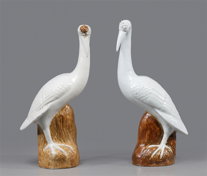 Appraisal: Pair of Chinese porcelain crane statues minor soiling H