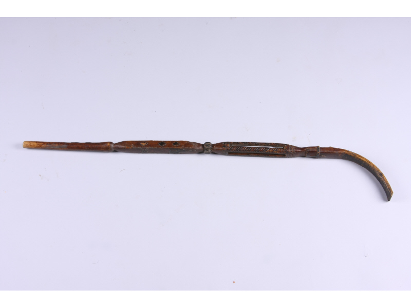 Appraisal: Antique Religious Folk Art Cane carved hickory with one shaft