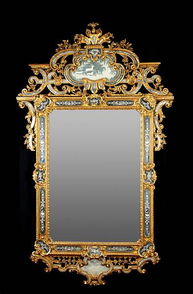 Appraisal: A superb Italian Rococo style giltwood and etched mirror Naples