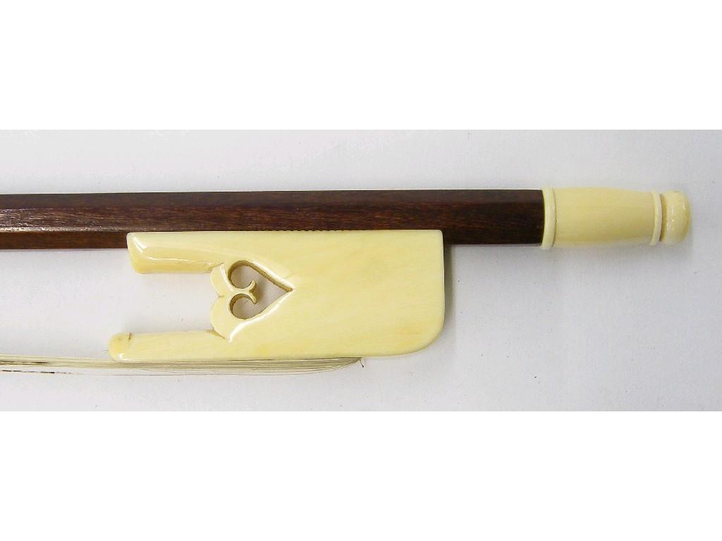 Appraisal: Tenor viol bow unstamped the stick fluted with ivory frog