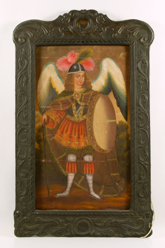 Appraisal: - Spanish Style Painting of a Winged Warrior O C