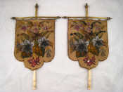 Appraisal: A pair of Victorian hand held tapestry bead face screens