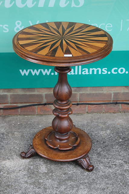 Appraisal: A VICTORIAN MAHOGANY ROSEWOOD AND SATINWOOD FAN CIRCULAR INLAID OCCASIONAL