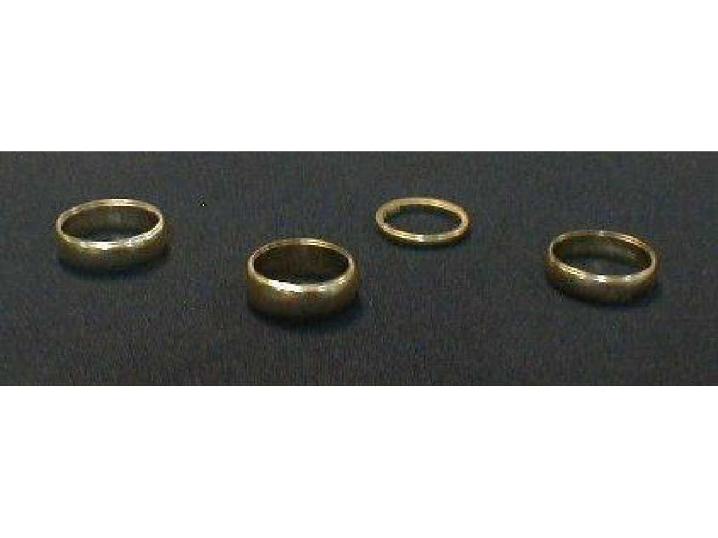 Appraisal: Four plain ct gold wedding bands g