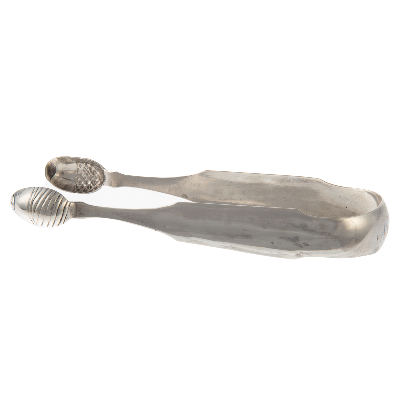 Appraisal: EARLY PAIR OF SAMUEL KIRK COIN SILVER SUGAR TONGS -