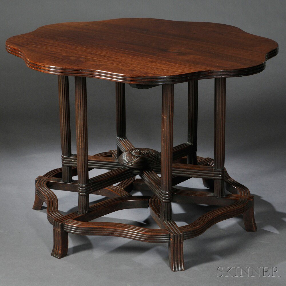 Appraisal: Large Folding Table China hardwood th century three-board eight-lobed top