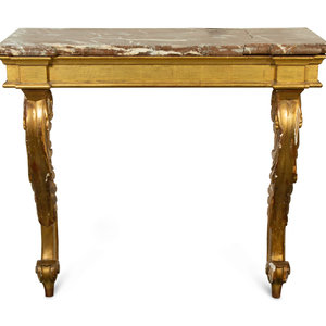 Appraisal: A Continental Giltwood Marble-Top Pier Table Early th Century Height