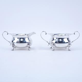 Appraisal: Pair of Art Nouveau Sterling Silver Creamer and Sugar Stamped