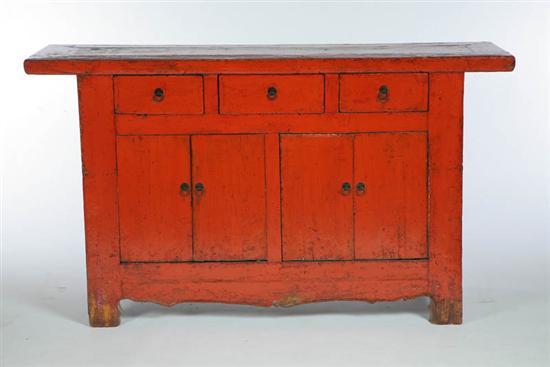 Appraisal: SIDE CABINET Mongolia late th century hardwood Thick mortised boards