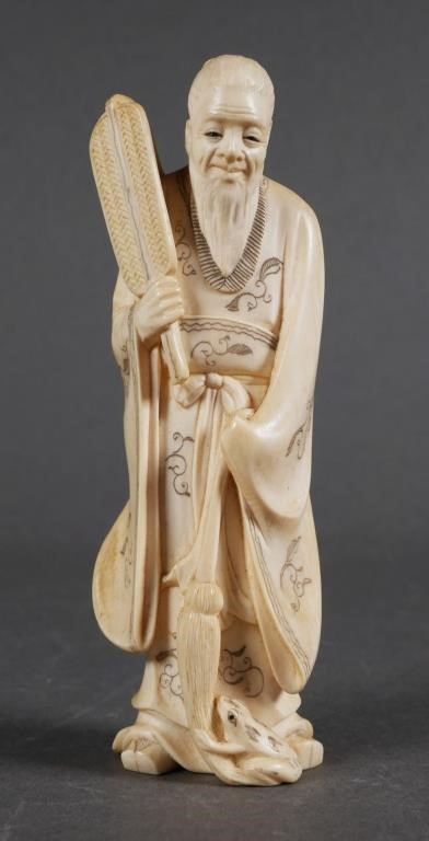 Appraisal: ANTIQUE CHINESE IVORY CARVINGOld ivory carving of man - high