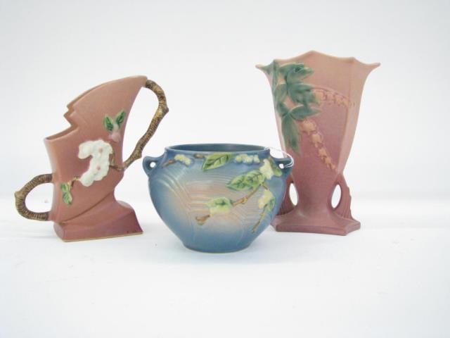 Appraisal: Group of Roseville pottery including jardiniere - in blue vase