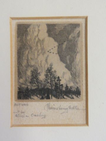 Appraisal: Morris Henry Hobbs etching miniature Autumn image area x pencil