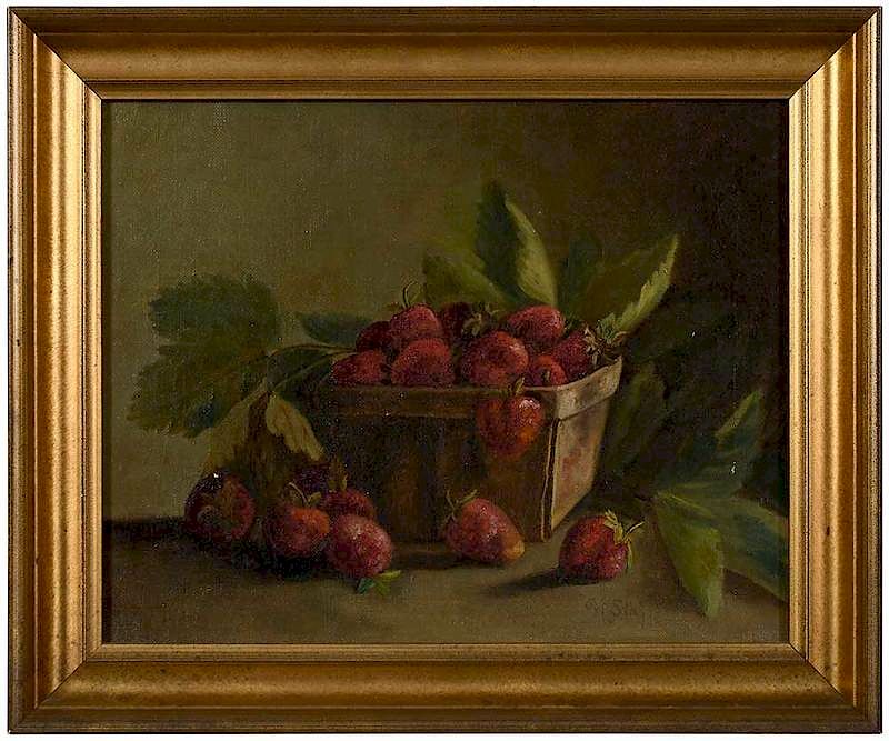 Appraisal: American School th century Basket of Strawberries signed A Stafford