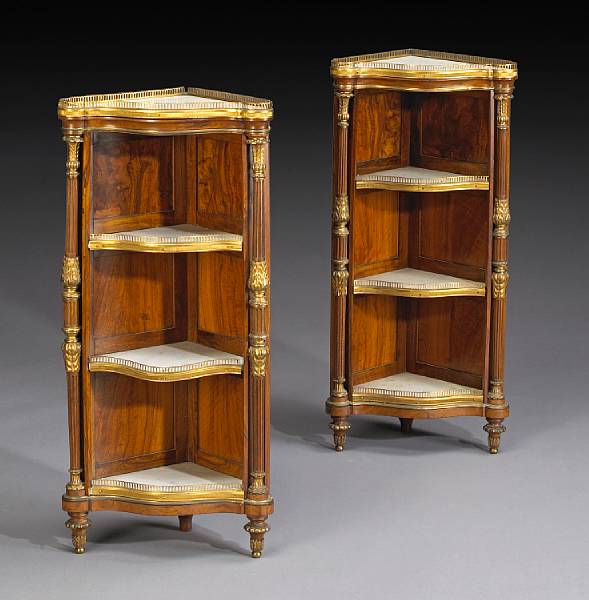 Appraisal: A pair of Louis XVI style gilt bronze mounted walnut