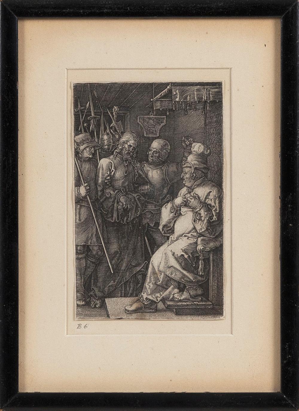 Appraisal: ALBRECHT D RER GERMANY - CHRIST BEFORE CAIAPHAS ENGRAVING X