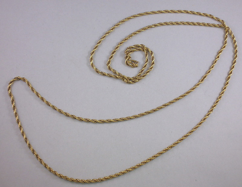 Appraisal: kt Gold Rope Chain lg in total dwt