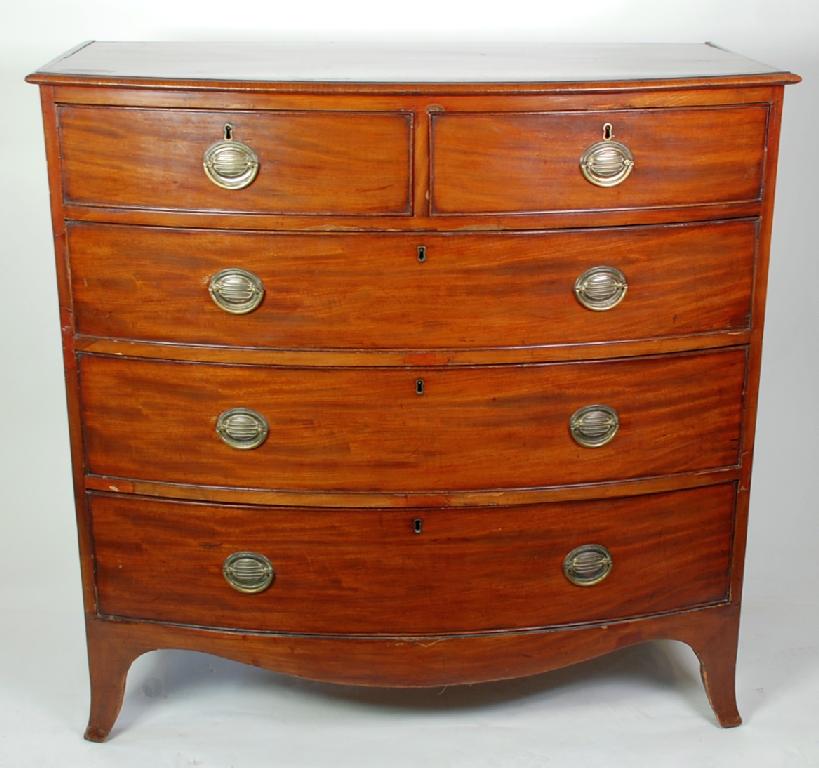 Appraisal: GEORGE III EARLY NINETEENTH CENTURY BOW FRONTED MAHOGANY AND EBONY