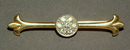 Appraisal: Ladies k gold and diamond bar pin with a multidiamond