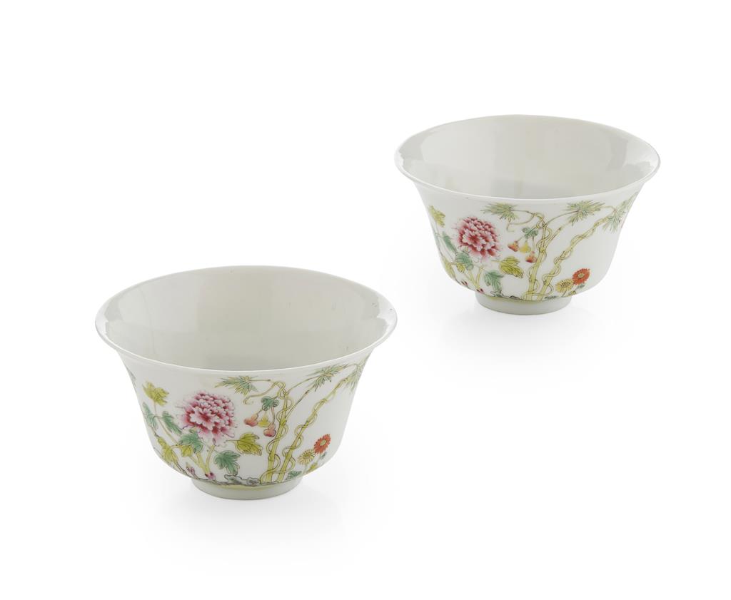 Appraisal: PAIR OF FAMILLE ROSE TEABOWLS GUANGXU MARK AND POSSIBLY OF