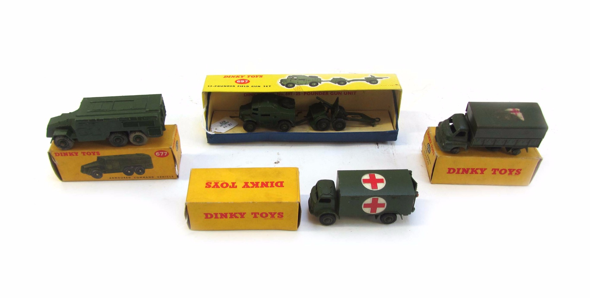 Appraisal: Four Dinky die-cast military vehicles comprising armored command vehicle twenty