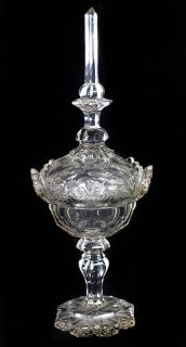 Appraisal: Victorian covered compote Victorian covered compote executed in clear glass