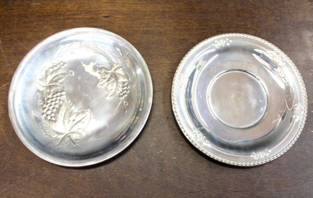 Appraisal: TWO WALLACE STERLING SILVER ROUND SERVING TRAYS The larger with