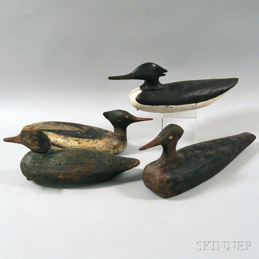 Appraisal: Four Merganser Decoys ht to wd to in Estimate -