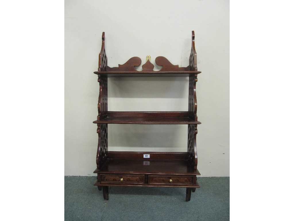 Appraisal: Reproduction wall hanging shelf with drawers