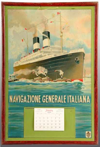 Appraisal: Tin Ship Calendar Description Nice image of Roma ship Comes