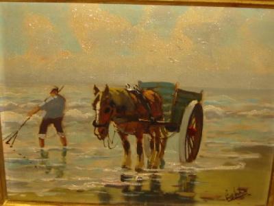 Appraisal: BRITISH SCHOOL Gathering Seaweed indistinctly signed early th century x