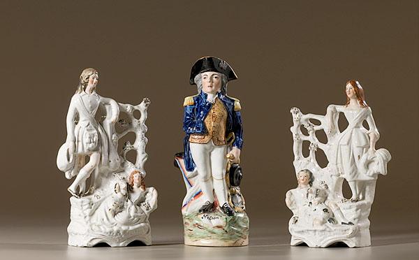 Appraisal: STAFFORDSHIRE FIGURES INCLUDING NELSON late th century The group of