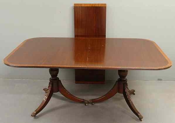 Appraisal: Duncan Phyfe style mahogany two-part dining table with a cross-banded