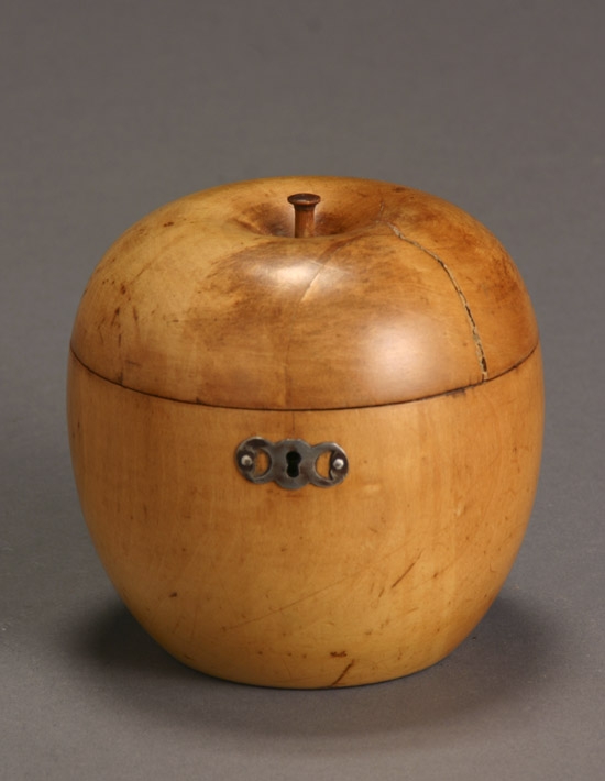 Appraisal: George III Fruitwood Apple-Form Tea Caddy Circa Of typical form