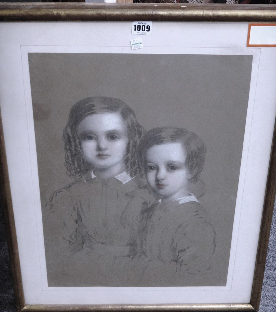 Appraisal: J Perkins th century Portraits of children a pair pastel