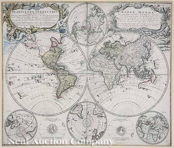 Appraisal: Homann Heirs German th c Planiglobii Terrestris Mappa Universalis double