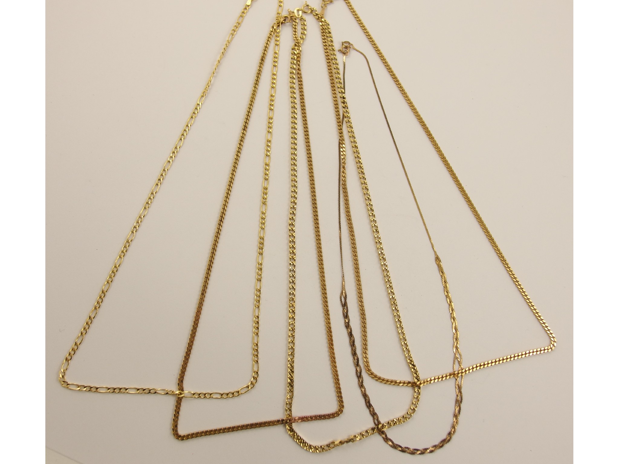 Appraisal: Five ct neck chains weight approx gms