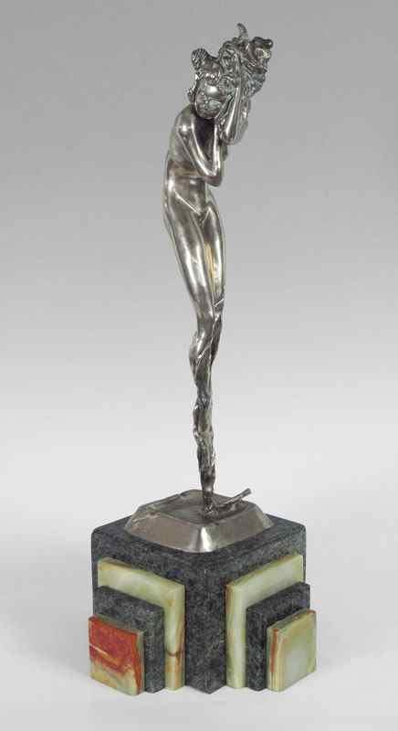 Appraisal: NUDE SILVER SCULPTURE AFTER ICART SMOKE ILLUSIONS Cast by The