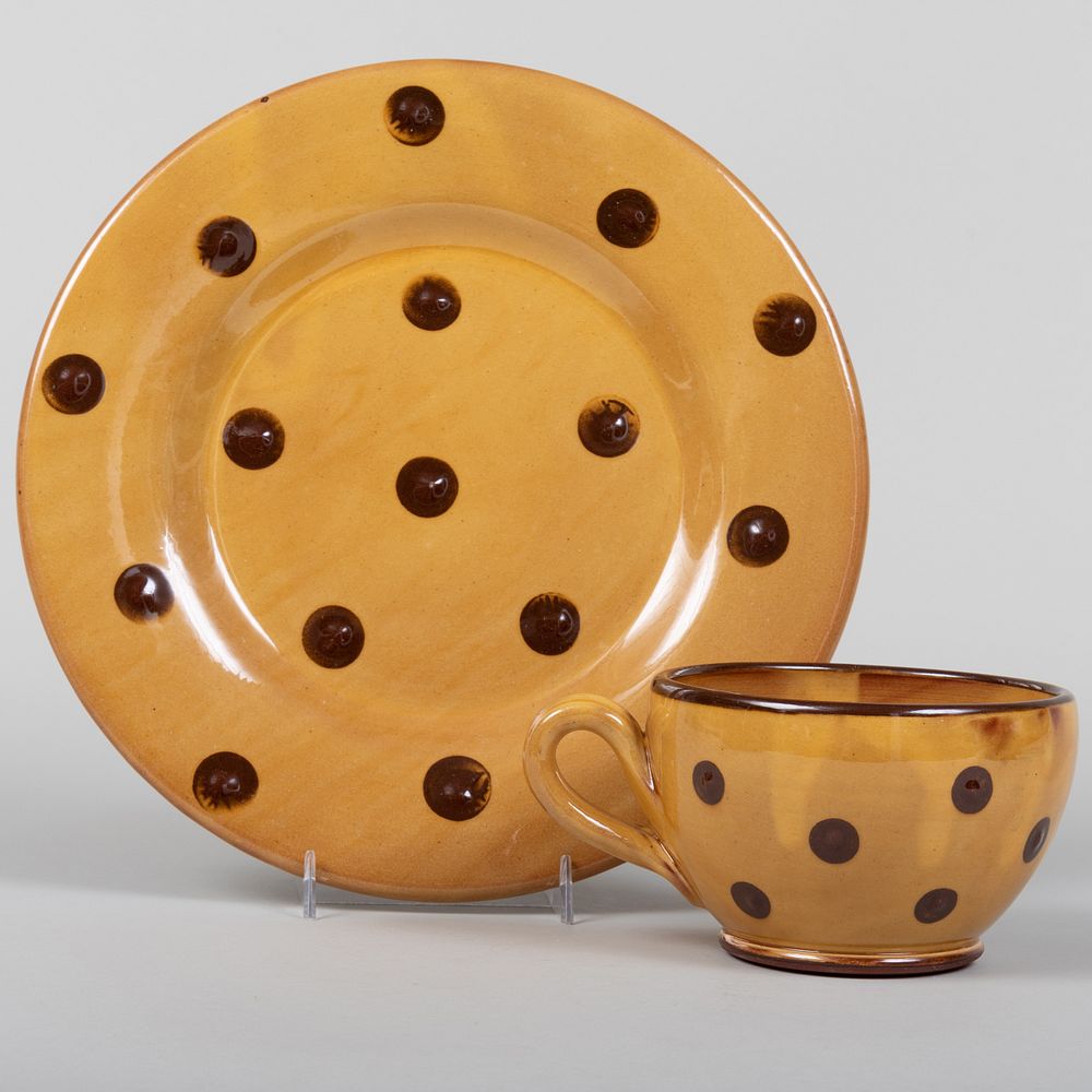 Appraisal: Earthenware Part Dinner Service in a Polka Dot Pattern Impressed