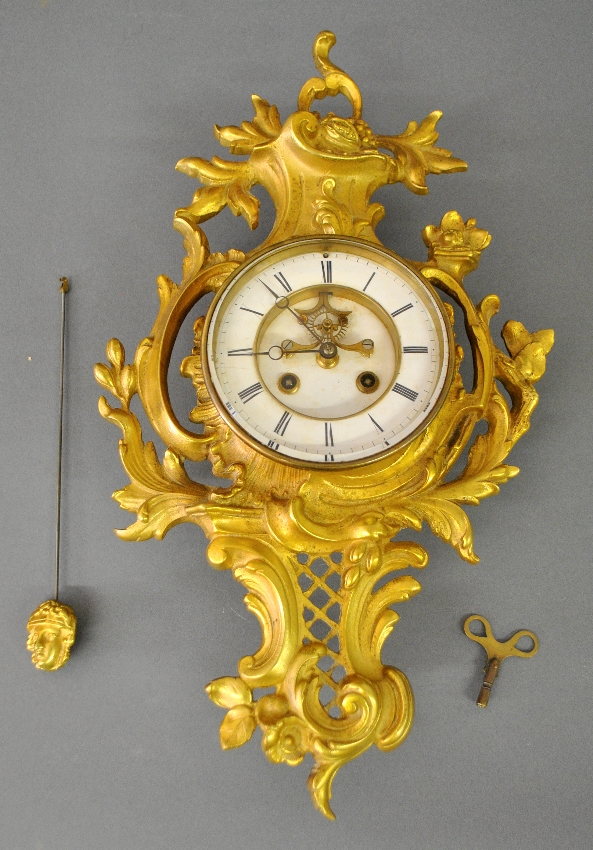 Appraisal: - French gilt metal wall clock late th c with