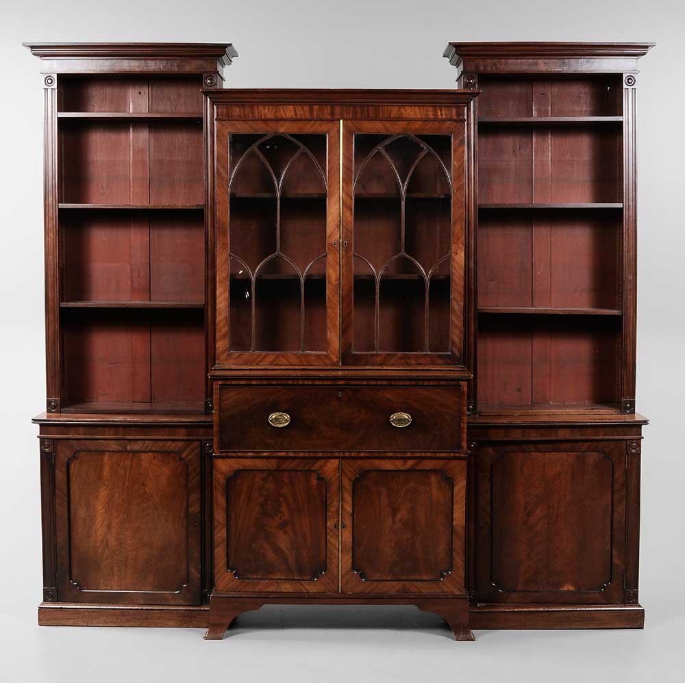 Appraisal: George III Figured Mahogany Breakfront Cabinet British circa and later