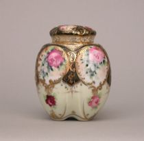 Appraisal: Nippon Hair-Receiver circa Early th Century Small porcelain lidded jar